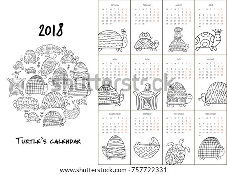 coloring calendar 2018
