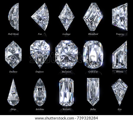 Fifteen Exotic Rare Diamond Shapes Closeup Stock ...