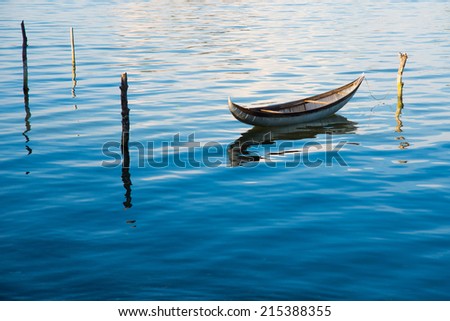 A boat in a beautiful lagoon in Ninh Thuan province, Vietnam