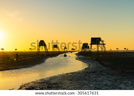 Sunrise in Dong Chau beach, Thai Binh, Vietnam