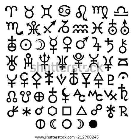 Lunar Phases Aspects Astrology Symbols Set Stock Vector 65157760 ...