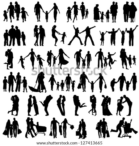 Family Silhouettes . Vector illustration