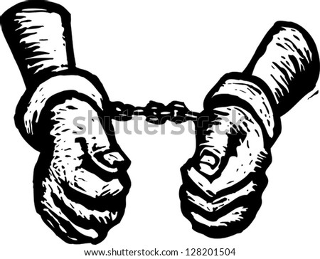 Black White Vector Illustration Handcuffed Criminal Stock Vector ...