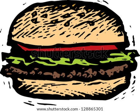 Vector Illustration Hamburger Stock Vector (Royalty Free) 128865301