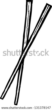 Black White Vector Illustration Chopsticks Stock Vector 131378147