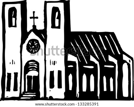 Black White Vector Illustration Country Church Stock Vector 133285403 ...