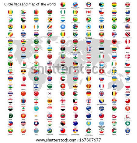 Circle Flags Vector World World Map Stock Vector 167307677 - Shutterstock