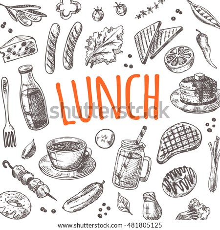 Restaurant Kitchen Hand brunch card elements kitchen hand drawn stock vector 551982880 Restaurant Kitchen Hand brunch card elements kitchen hand drawn stock vector 551982880