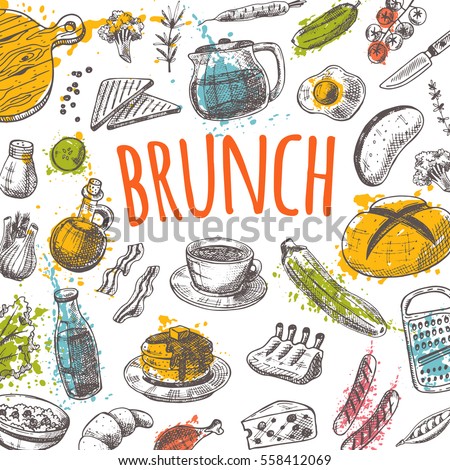 Restaurant Kitchen Hand brunch card elements kitchen hand drawn stock vector 551982880 Restaurant Kitchen Hand brunch card elements kitchen hand drawn stock vector 551982880