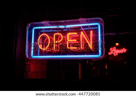 Neon Open Sign Storefront Stock Photo 447720088 - Shutterstock