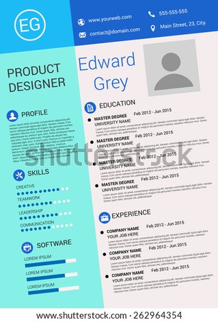 vector illustration artistic resume design template stock vector