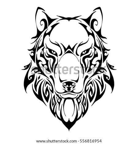 Wolf Head Symmetry Balance Tribal Tattoo Stock Vector 556816954 ...
