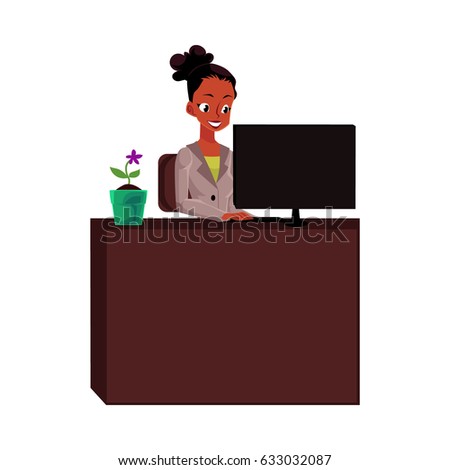 Black African American Businesswoman Secretary Working Stock Vector ...