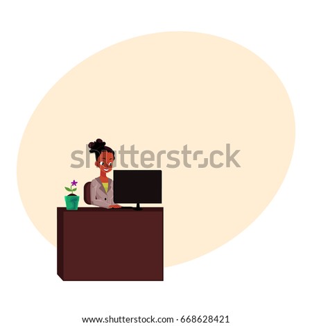 Black African American Businesswoman Secretary Talking Stock Vector ...