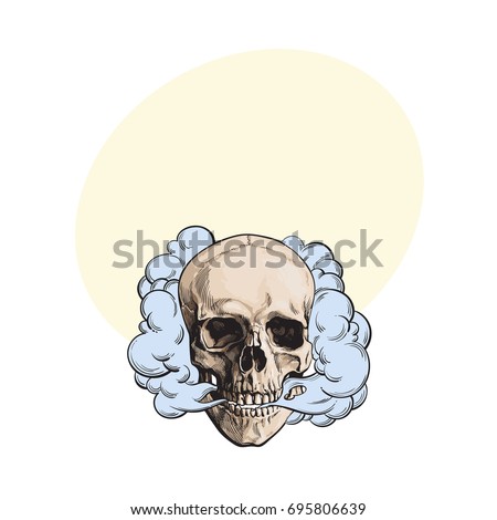Hand Drawn Human Skull Smoking Lacquered Stock Vector 649958383 ...