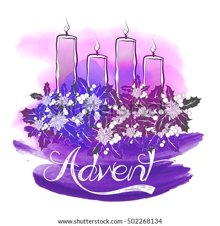 Advent Wreath Four Burning Candles Abstract Stock Vector 502268134 ...