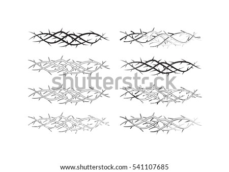 Thorns lines, text dividers, vector brushes. Graphic element for Lent and Easter season.