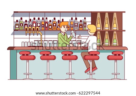 Man Sitting Bar Counter Drinking Alcohol Stock Vector 622297544 ...