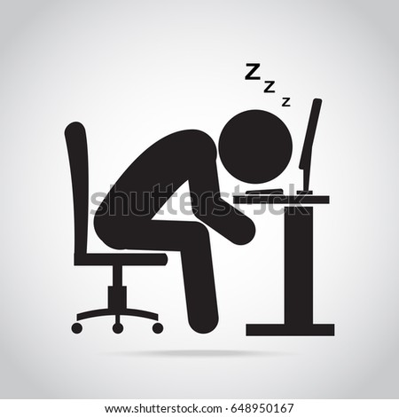 Man Sleeping Front Computer On Work Stock Vector 648950167 - Shutterstock