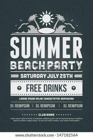 retro summer party design poster flyer stock vector 147182564 summer bbq flyer templates chalkboard sun