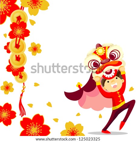 Chinese new year greeting card /Lion Dance