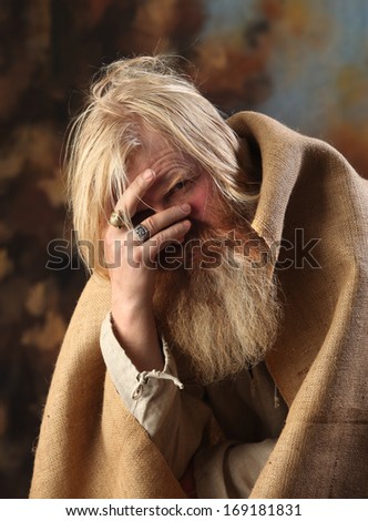 Portrait Old Beggar Beard Mustache Wrapped Stock Photo 166078847 ...