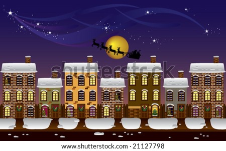 A beautiful white Christmas eve. (Vector)