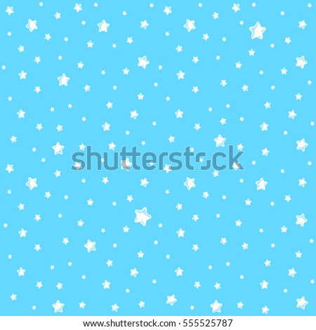Cute Background For Kids Bright White Stars On Clear Blue Sky Seamless Vector Pattern Cute Background For Kids Bright White Stars On Clear Blue Sky Seamless Vector Pattern