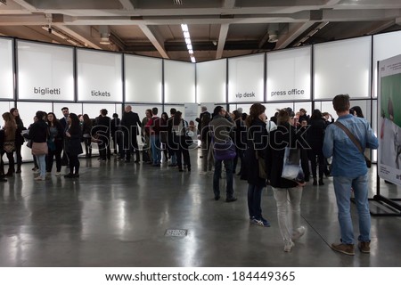 MILAN, ITALY - MARCH 28: People visit Miart, international exhibition of modern and contemporary art on MARCH 28, 2014 in Milan.