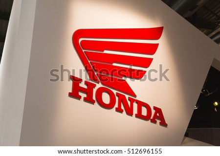 MILAN, ITALY - NOVEMBER 8: Detail of Honda stand at EICMA, international motorcycle exhibition on NOVEMBER 8, 2016 in Milan.