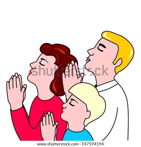 Family Prayer Stock Vector 147594194 - Shutterstock