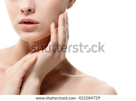 Woman lips nose nature skin hand in chin