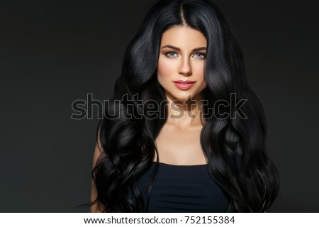 stock photo black hair woman beautiful brunette hairstyle fashion portrait with beauty long black hair over 752155384