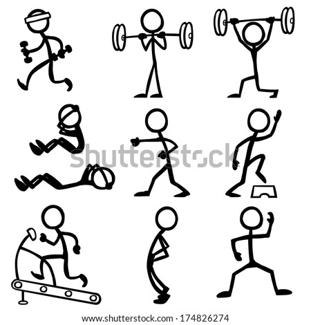 Stick Figure Fitness Stock Vector 174826274 - Shutterstock