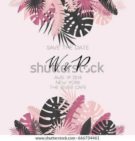 Summer banner with paper tropical leaf. Vector illustration