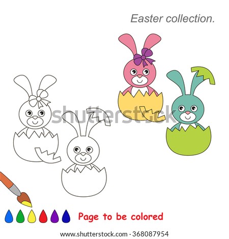 Pink And Blue Bunny To Be Colored Game For Kids