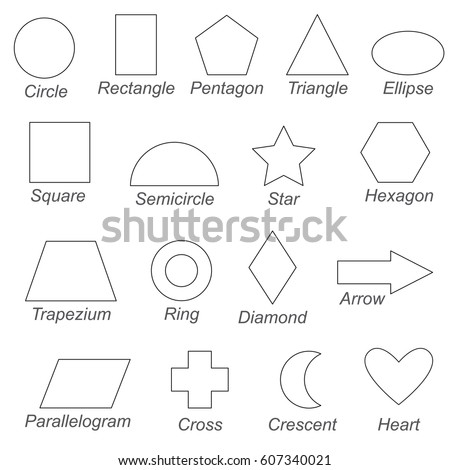 Geometric Shapes Forms Set Be Colored 库存矢量图 607340021