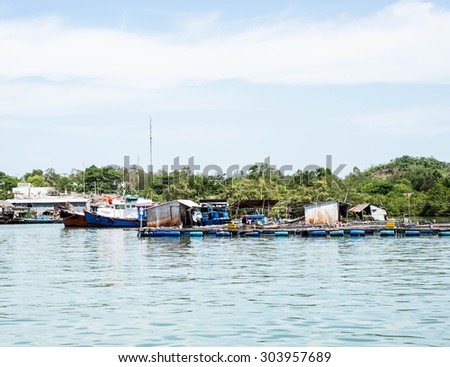LONG SON, VIET NAM - MAY 31 2015: People's daily life at fishing village Long Son