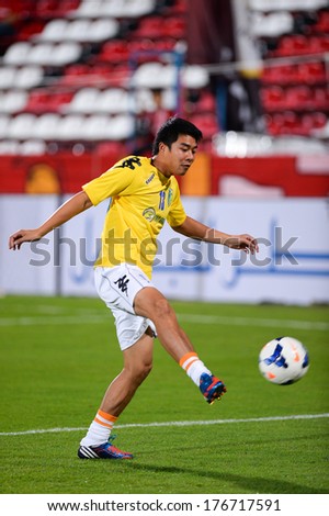 NONTHABURI-FEB 8,Nguyen Tien Deng of of Hanoi T&T in action during a training ahead AFC Champions League 2014 between SCG Muangthong utd and Hanoi T&T at SCG Stadium on February 8,2014 in Thailand
