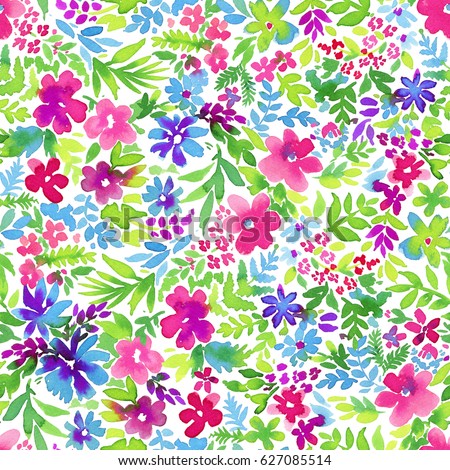 Seamless Ditsy Floral Pattern watercolor Happy Stock ...