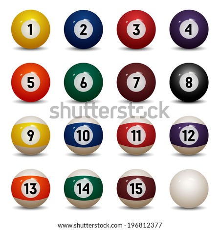 Isolated Colored Pool Balls Numbers 1 Stock Vector 196812377 - Shutterstock