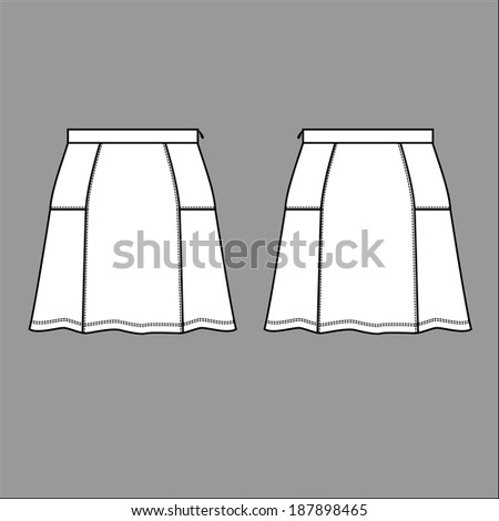 Short A0line Skirt Fashion Illustration Cad Stock Vector 386781118 ...