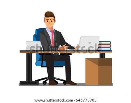 Business Man Entrepreneur Suit Working On Stock Vector 421282051 ...