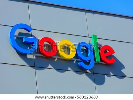 Zurich, Switzerland - 20 April, 2016: sign on the wall of the Google office building. Google is a multinational technology company specializing in Internet-related services and products.