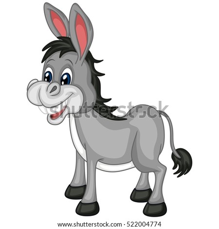Cartoon Donkey Character On White Background Stock Vector 522004774 ...