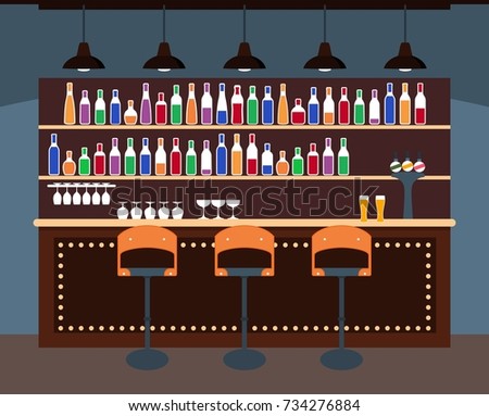 Bar Interior Counter Bar Counter Stools Stock Vector 734276884 ...