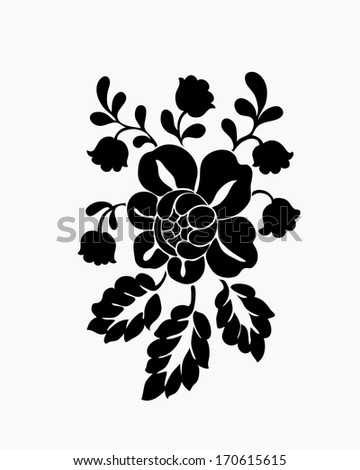 Beautiful Flower Arrangement Black Outline On Stock Vector 132239879 ...