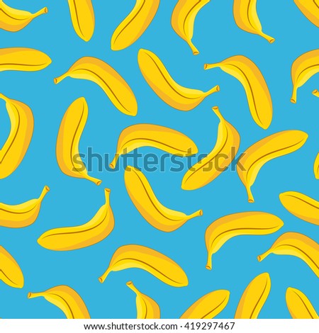 Banana Seamless Pattern Blue Background Vector Stock Illustration Eps 8