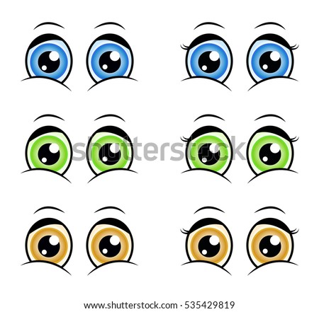 Outlined Cartoon Eyes Set Stock Vector 129708614 - Shutterstock