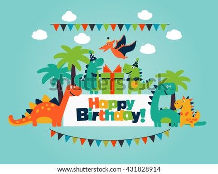 Happy Birthday Lovely Vector Card Funny Stock Vector ...